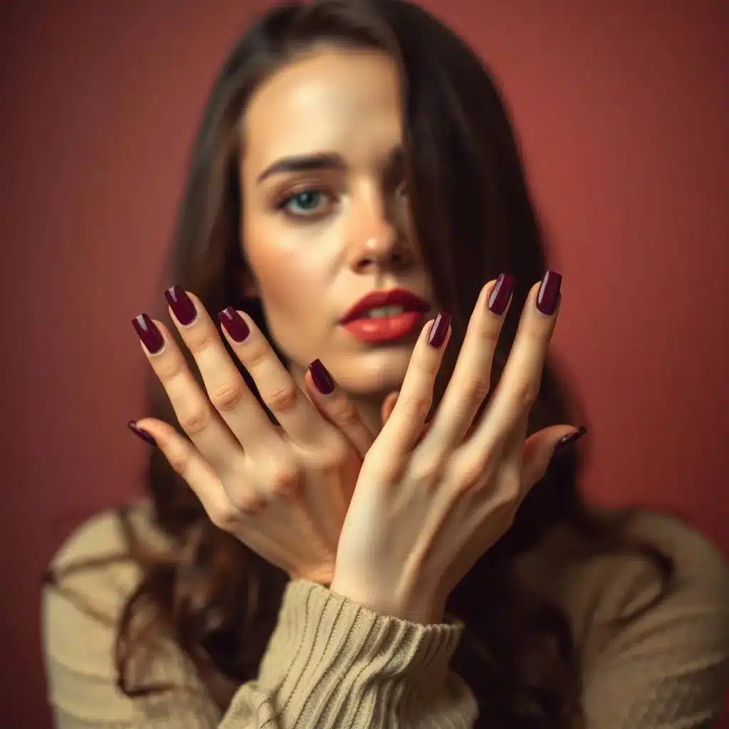Burgundy velvet nails