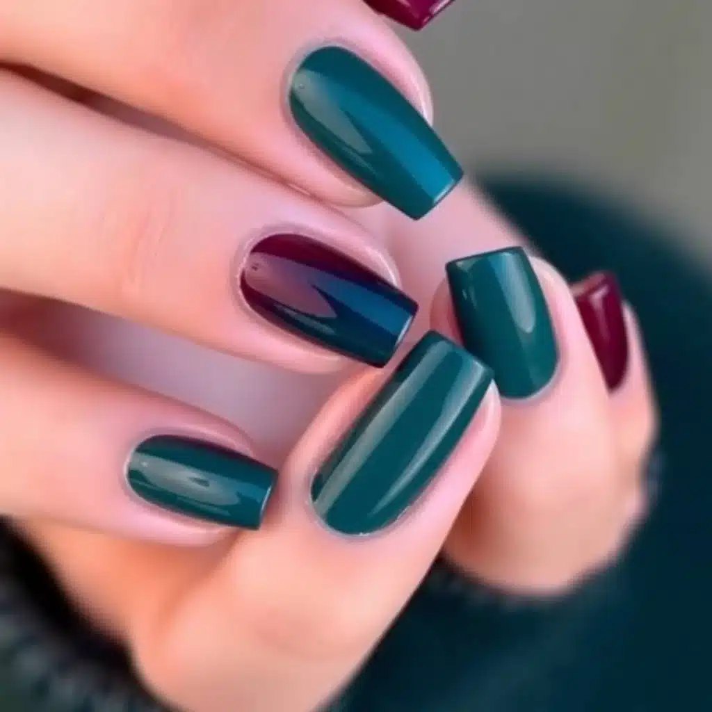Metallic burgundy nails