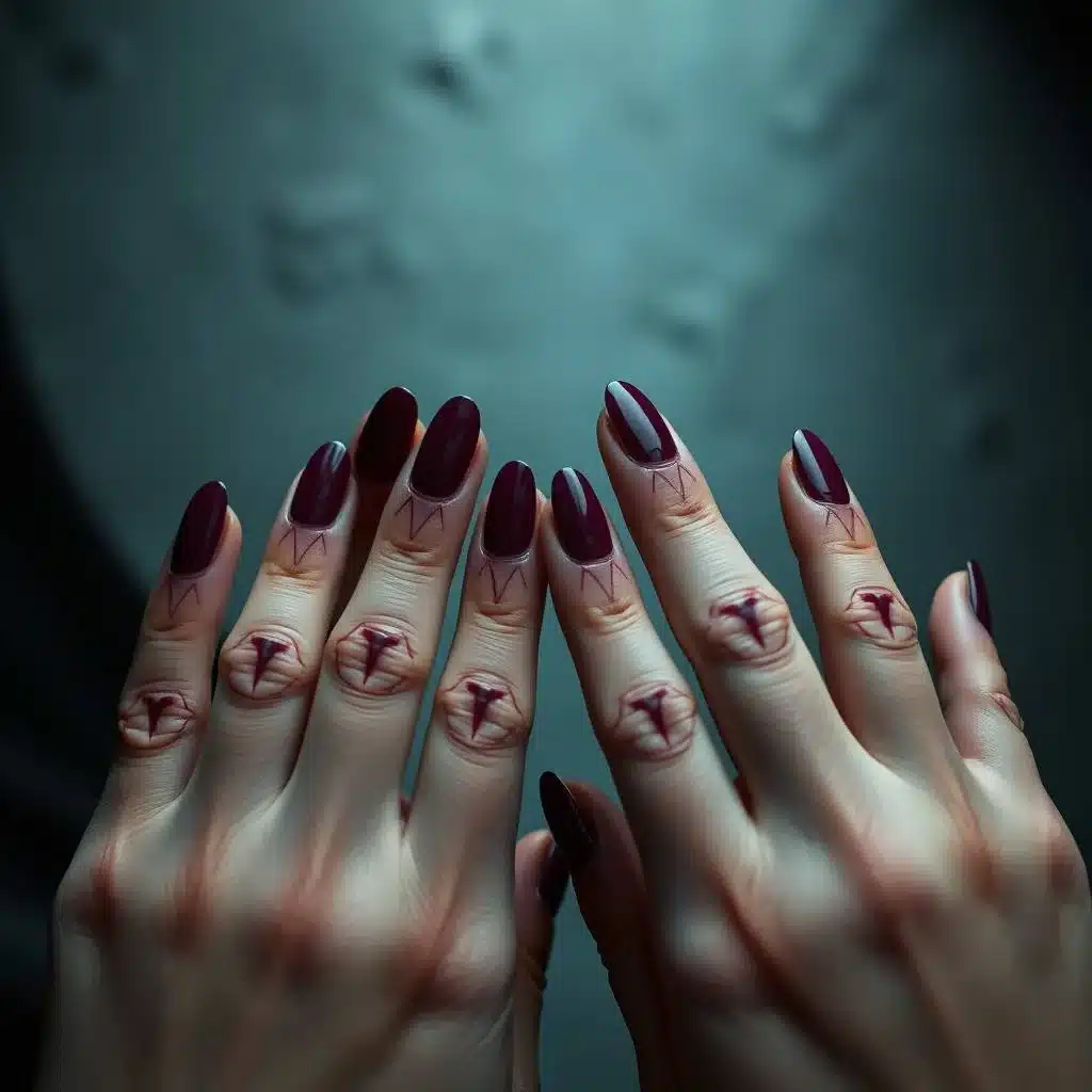 Red wine glitter nails