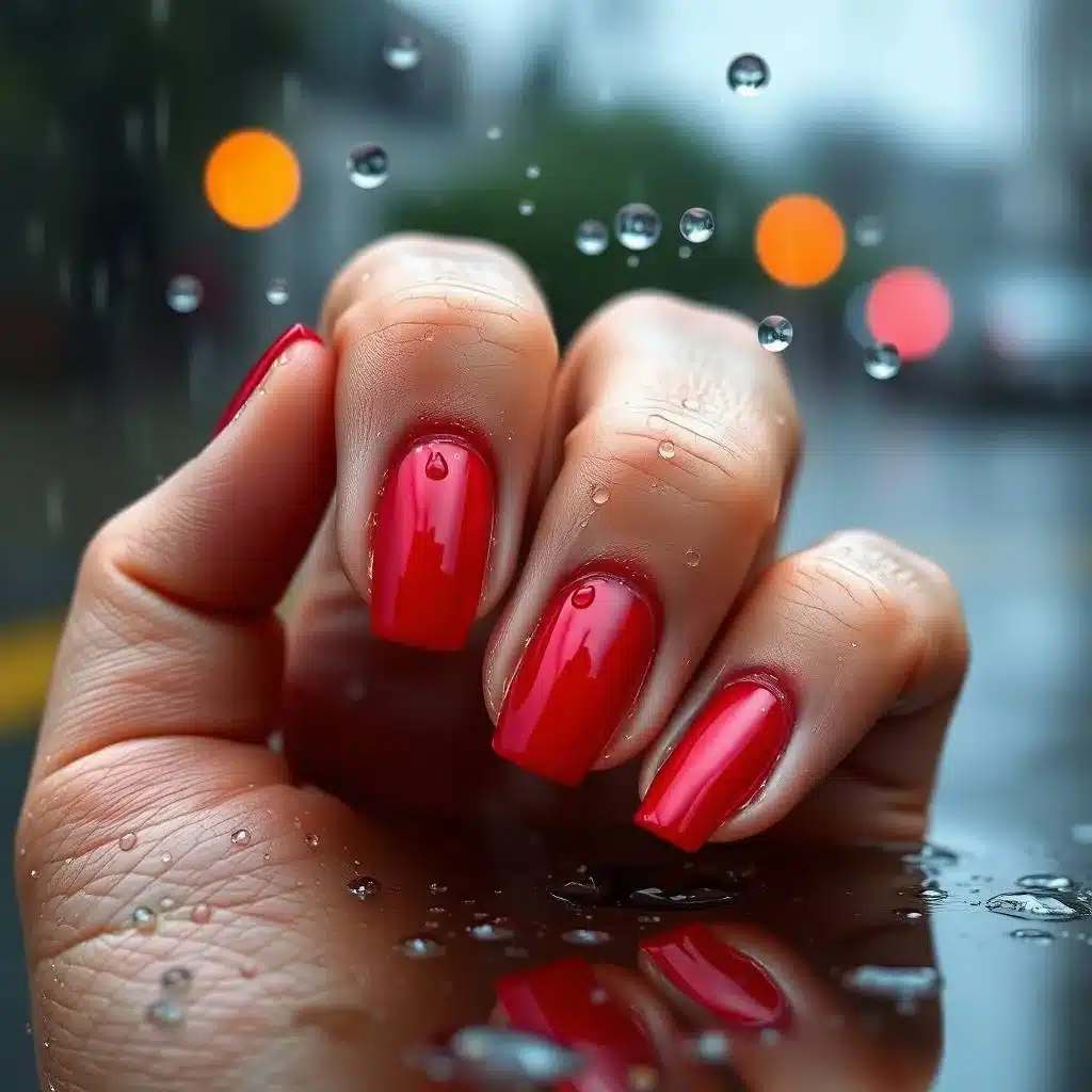 dark red cherry nail design