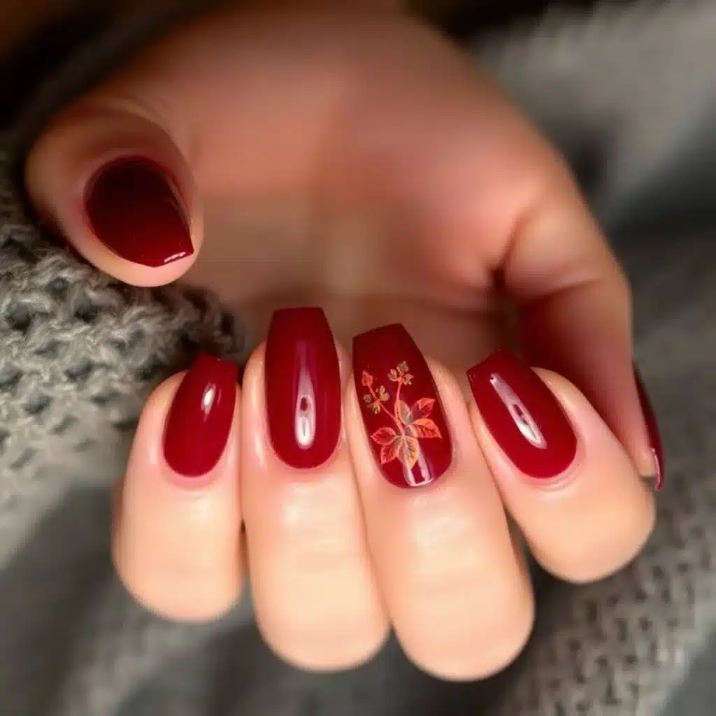 Burgundy almond nails