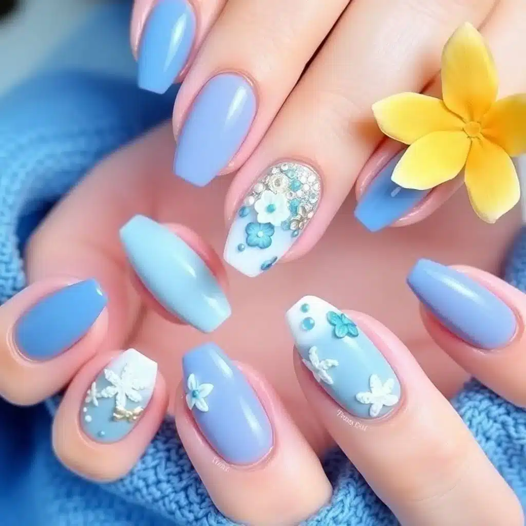 Tropical blue nails