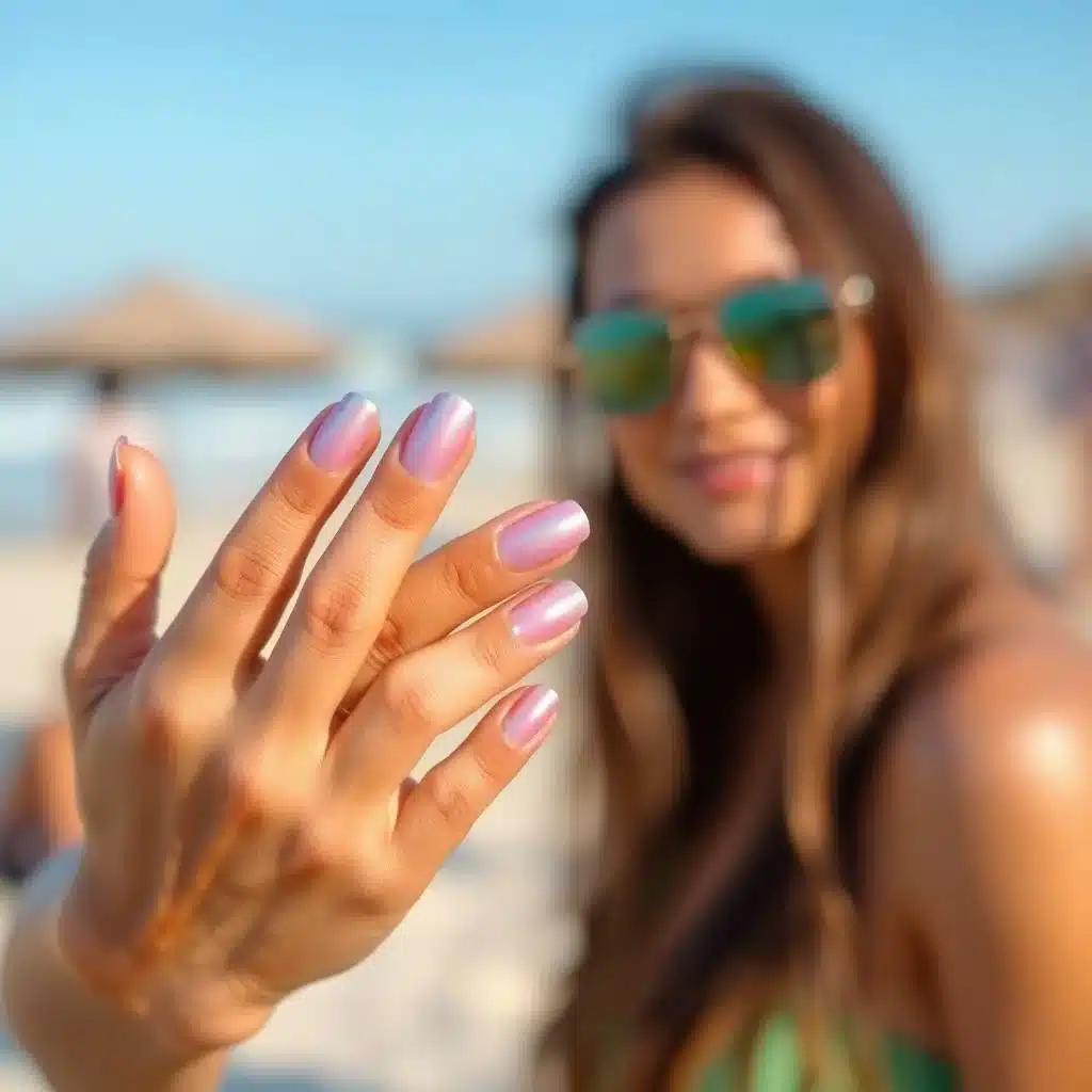 Wave and sunset nail design

