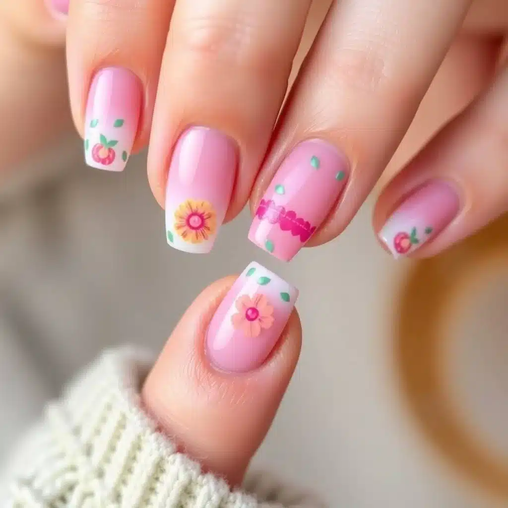 Bright acrylic nails for summer


