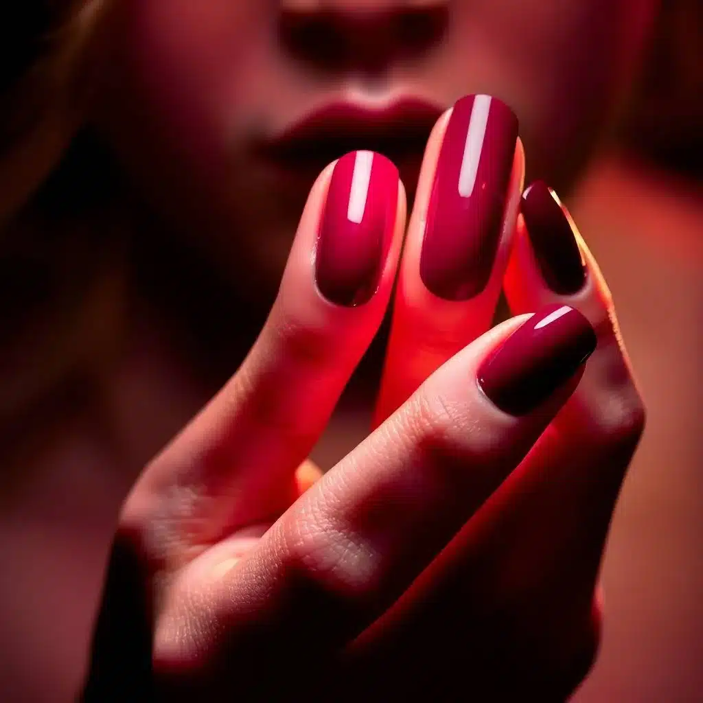 Burgundy marble nails