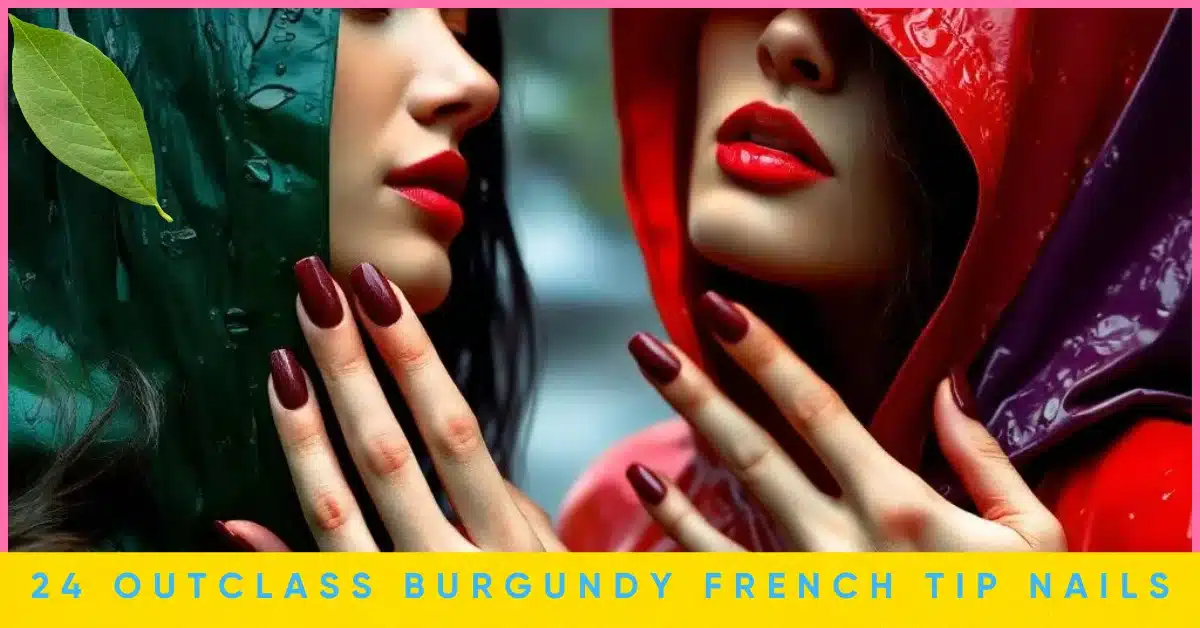Burgundy French Tip Nails