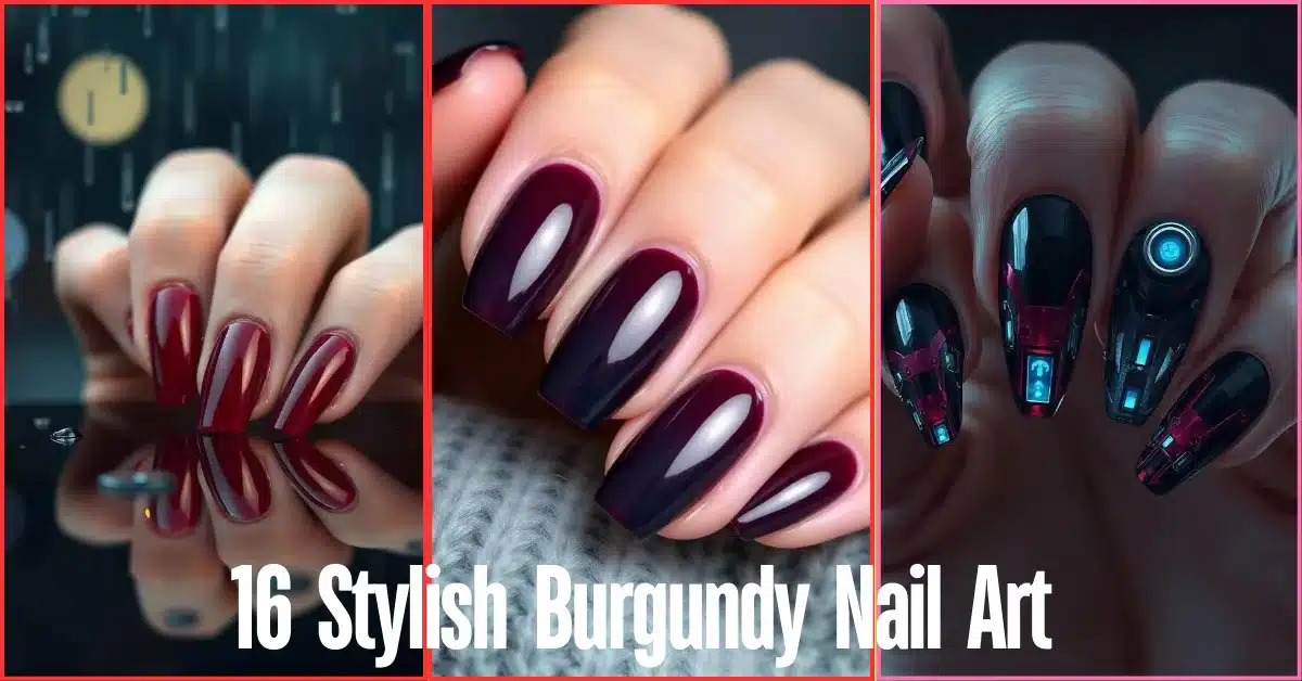 Burgundy Nail Art