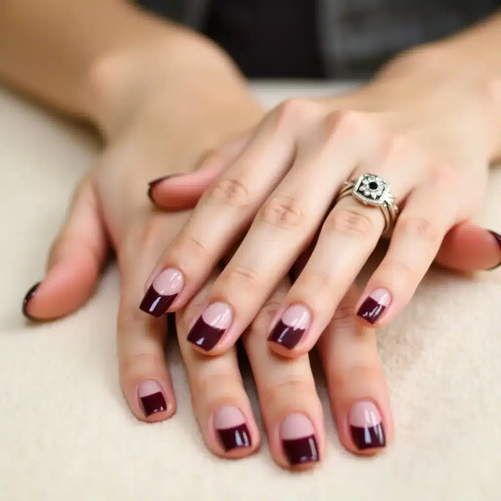 Burgundy french nails