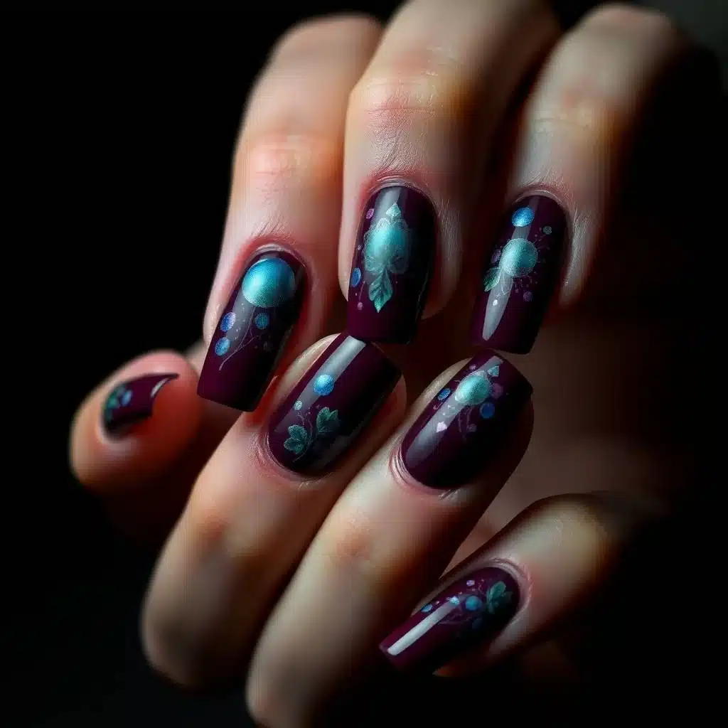 Burgundy nail art