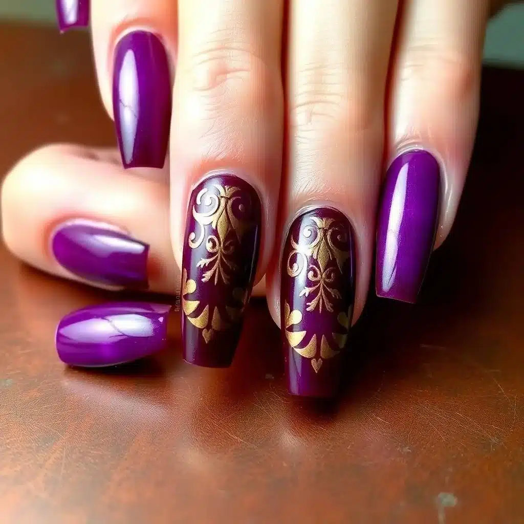 Glossy burgundy nails