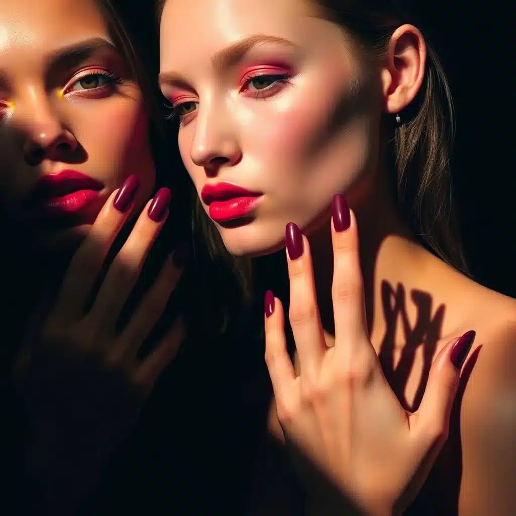 Maroon Glitter Nails