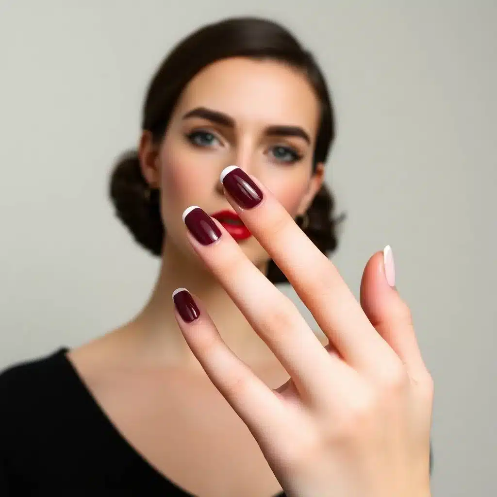 Burgundy French manicure