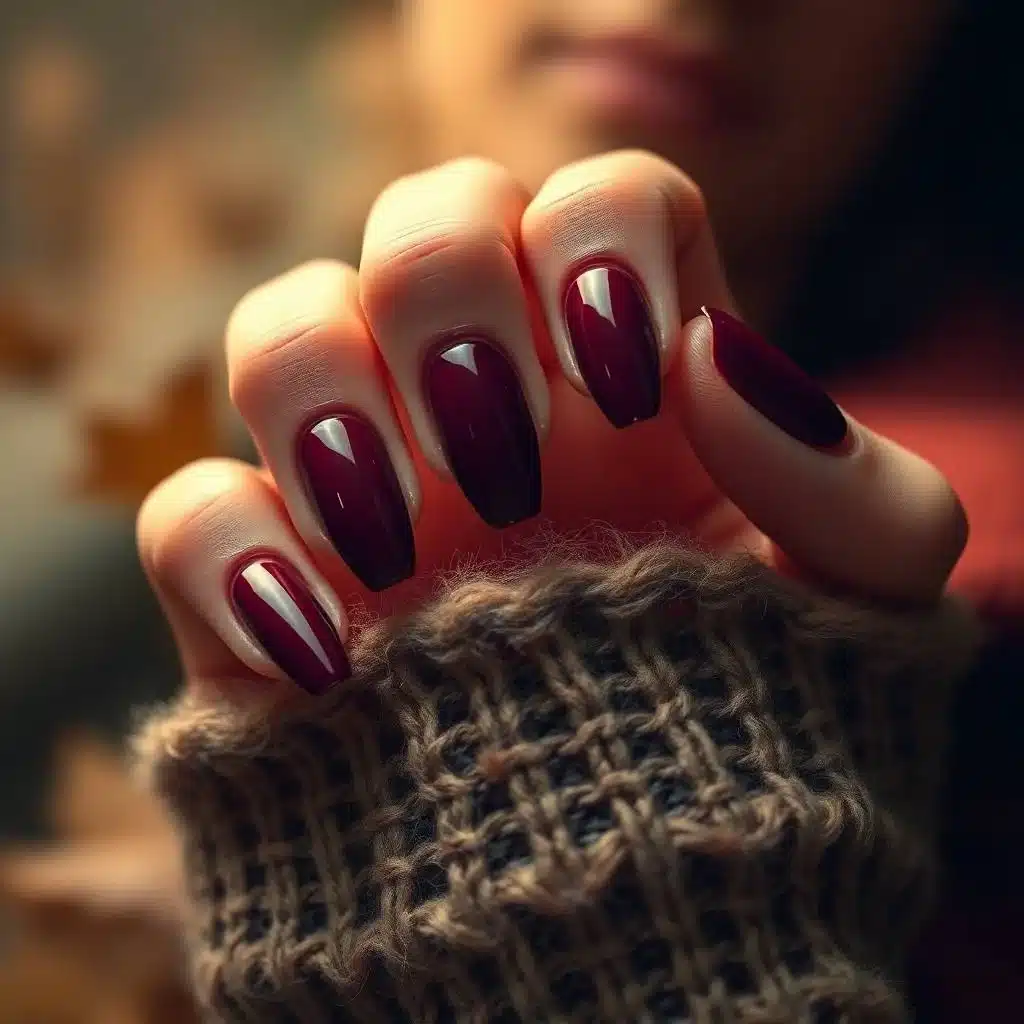 Burgundy glitter nails