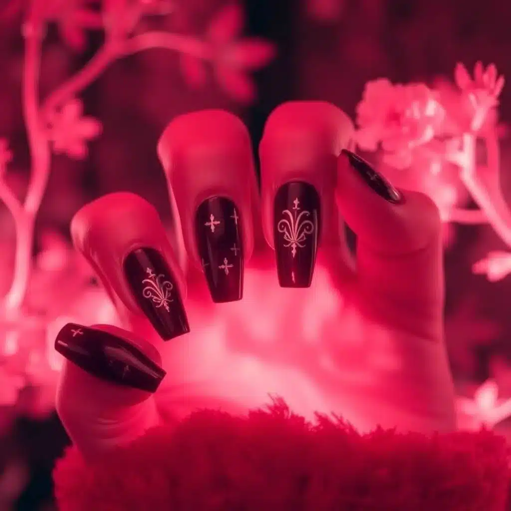 Burgundy Nails with Design