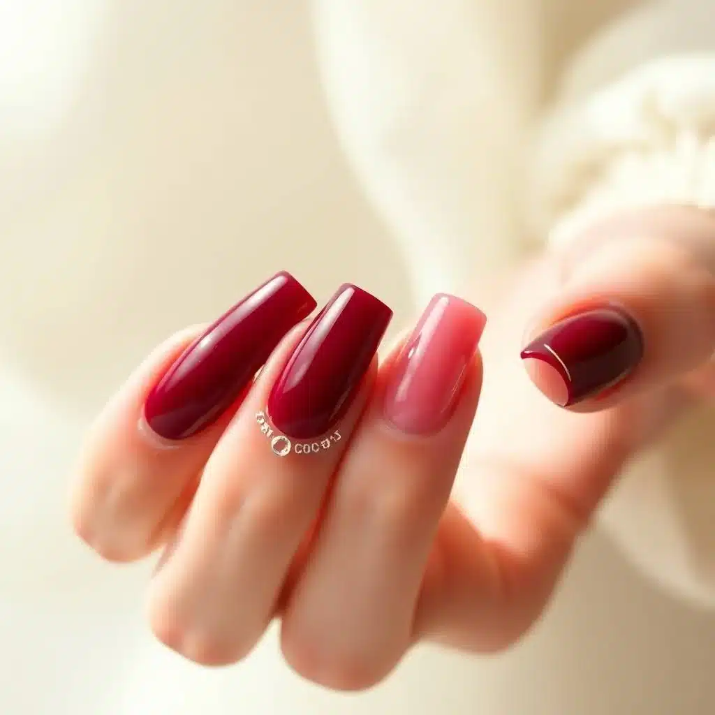 Wine red floral nails