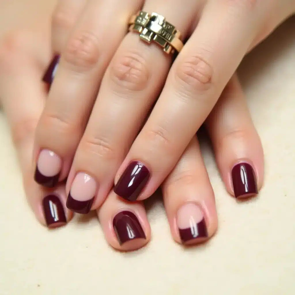 Burgundy French tip nails