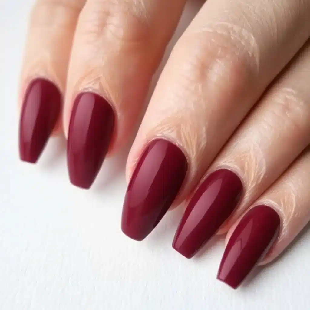 Burgundy ombré nails