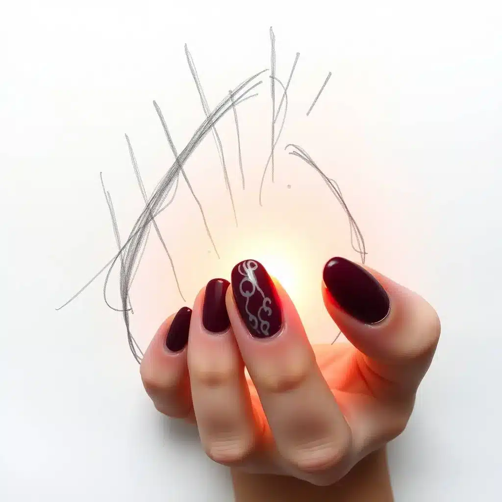 Burgundy and gold nails