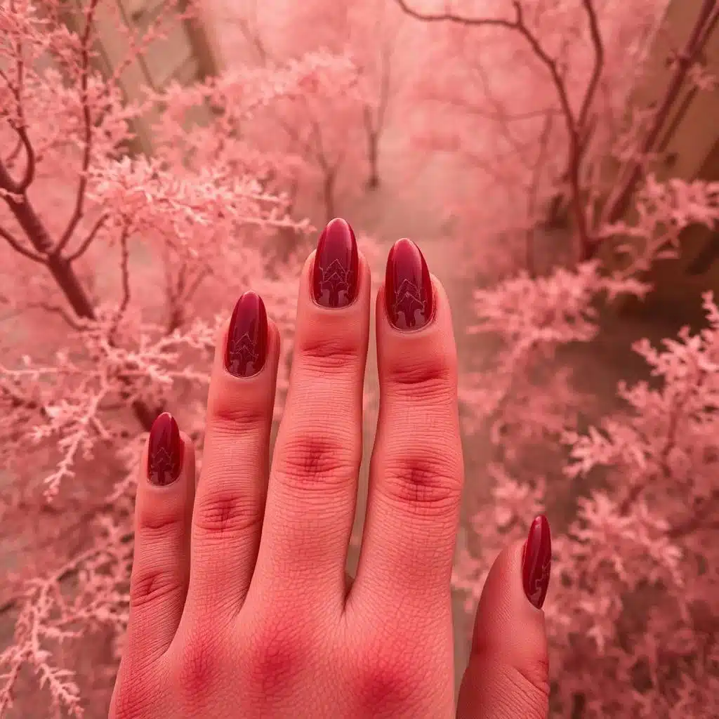 Glitter burgundy nails
