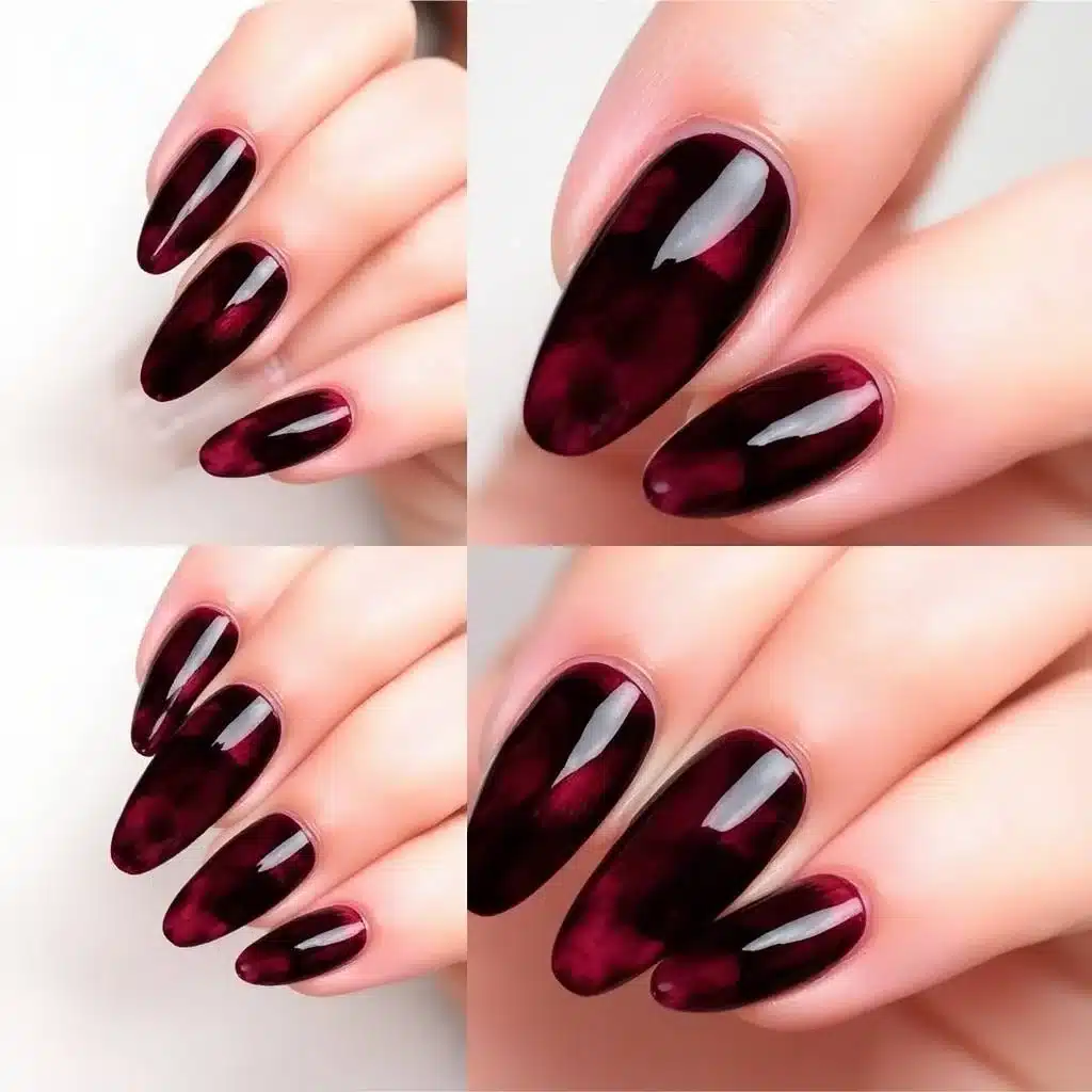 Negative Space Maroon Nails