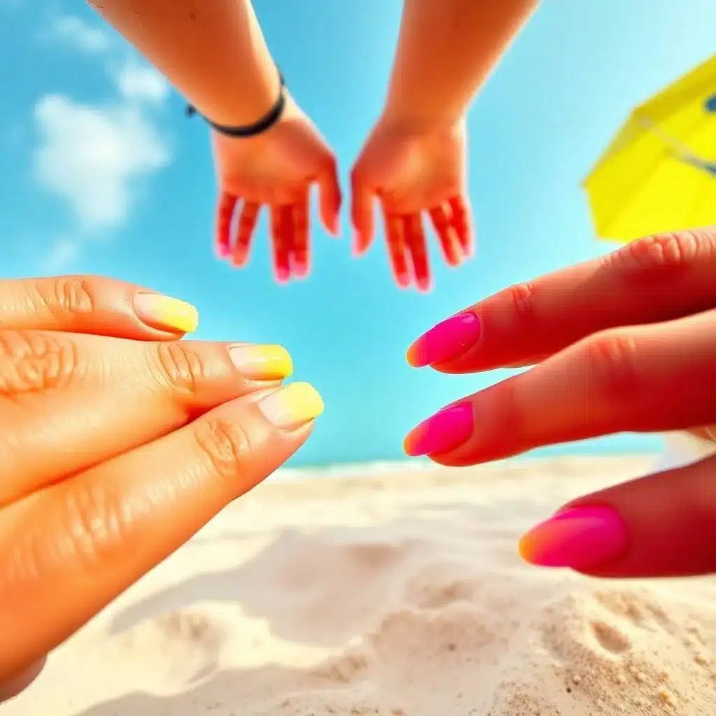 Blue and white beach nails