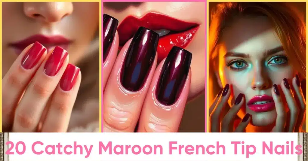 Maroon French Tip Nails