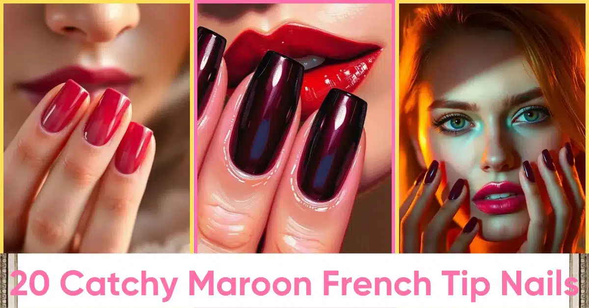 Maroon French Tip Nails
