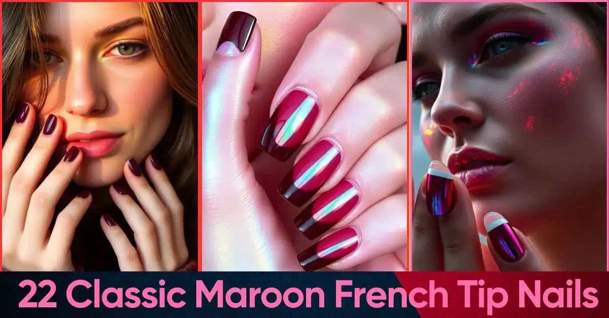 Maroon French Tip Nails