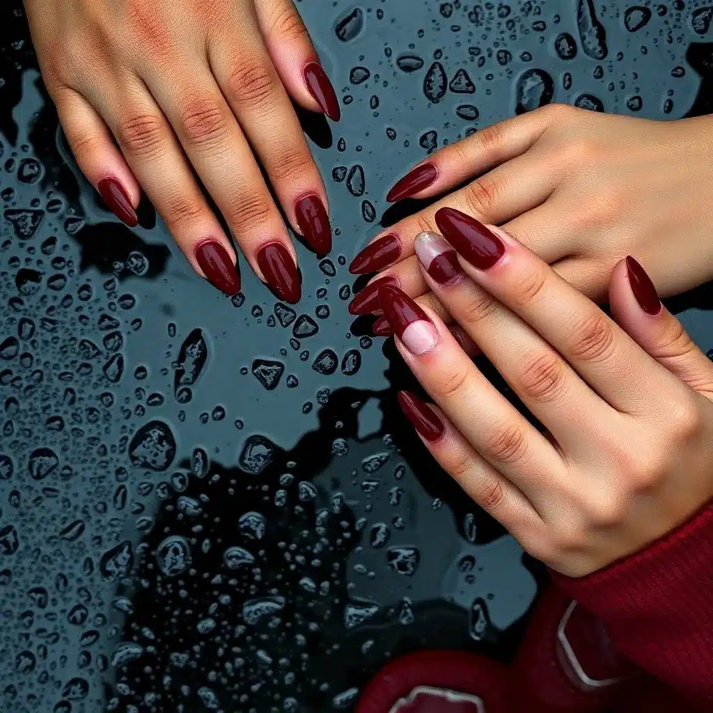 Dark cherry wine nails