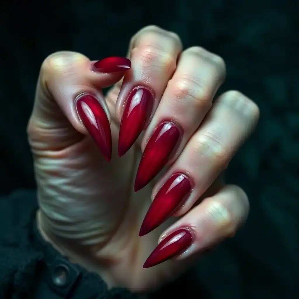Deep burgundy nails