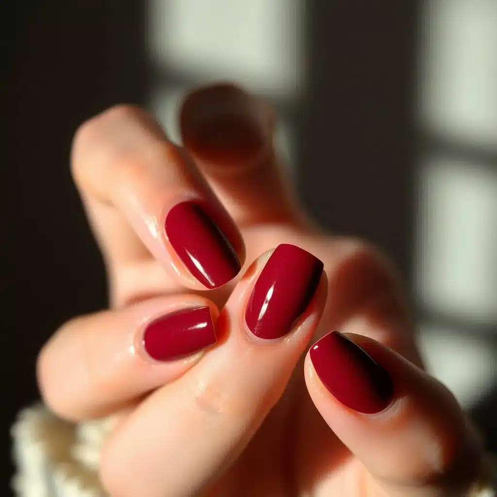 Glossy burgundy nails