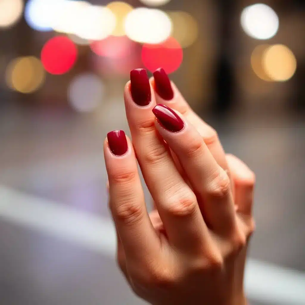 Satin burgundy nails