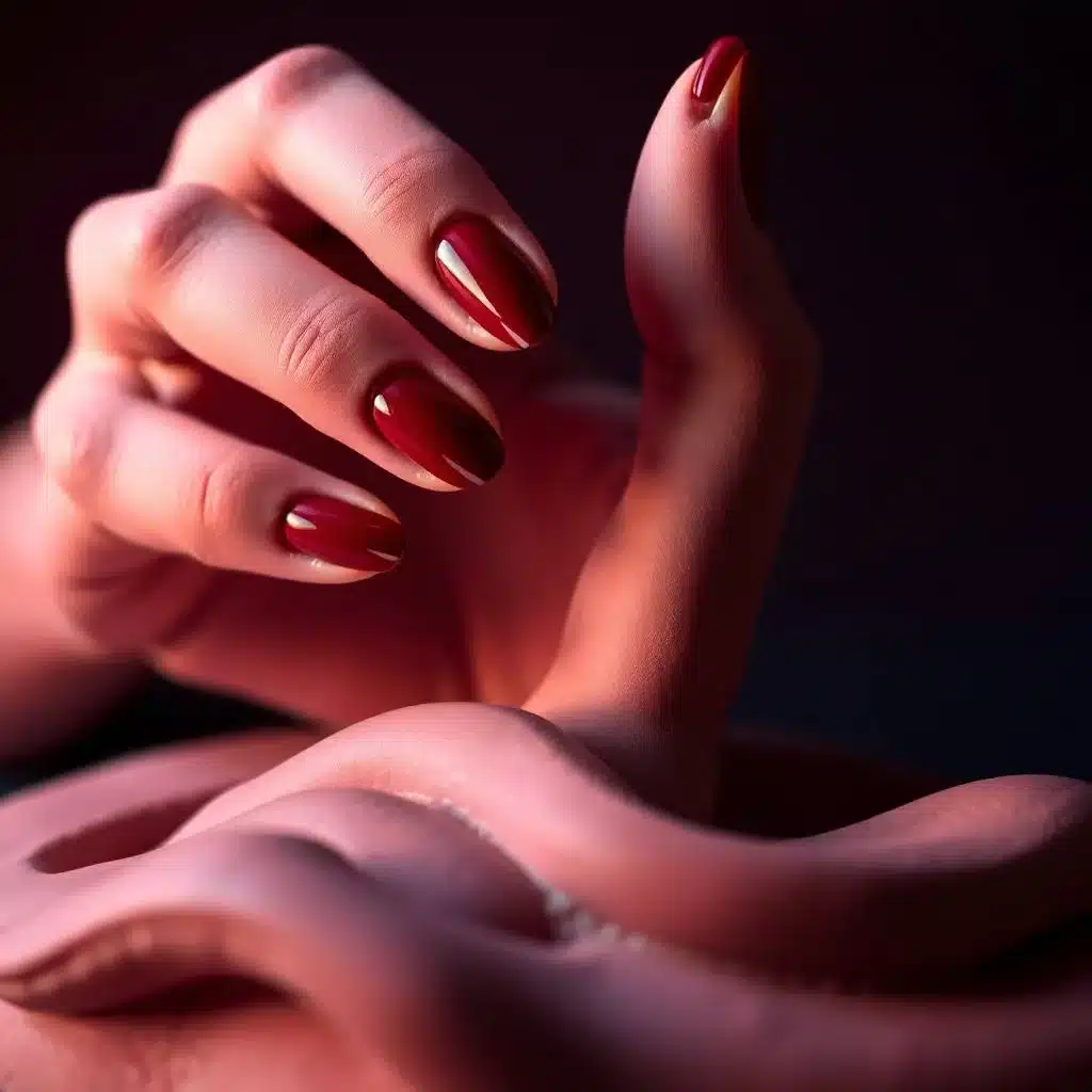 Wine-colored French tips