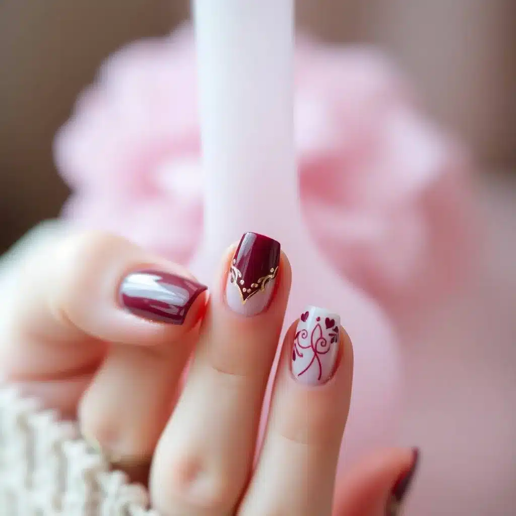 Shiny burgundy nails