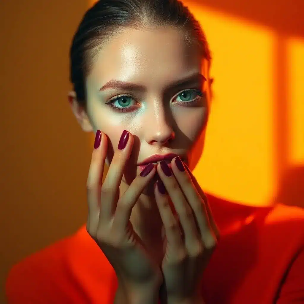 Maroon French tip coffin nails