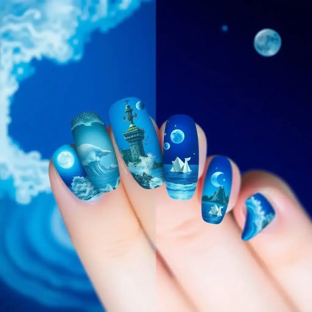 Sky blue nails
