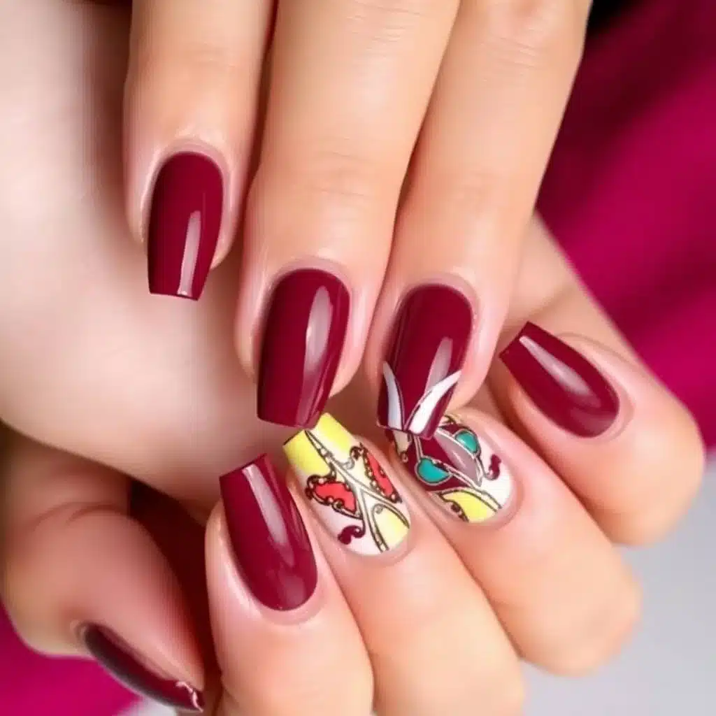 Burgundy chrome nails