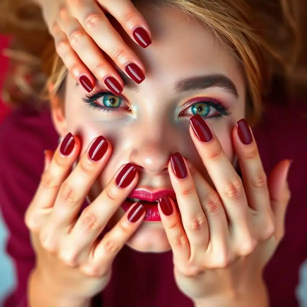 Metallic burgundy nails