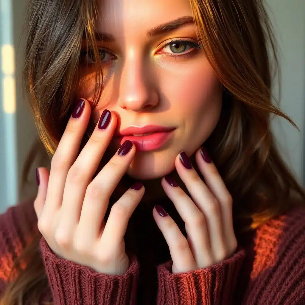 Dark red French tip nails