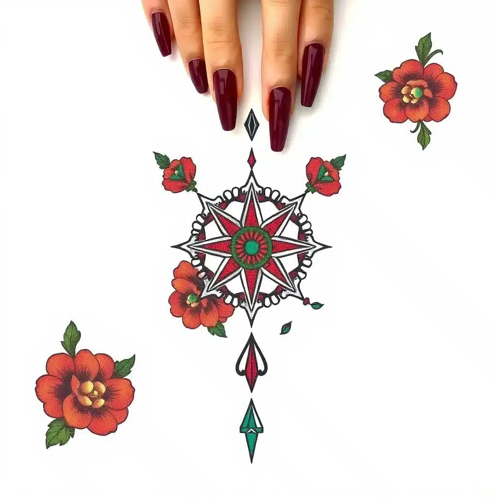burgundy nail design