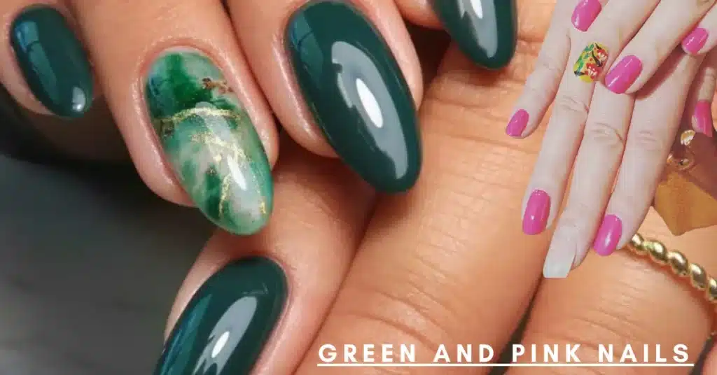 green pink nails