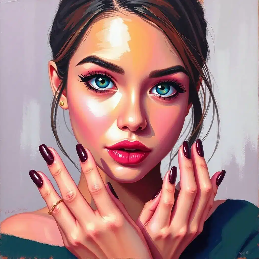 Dark red French tip nails