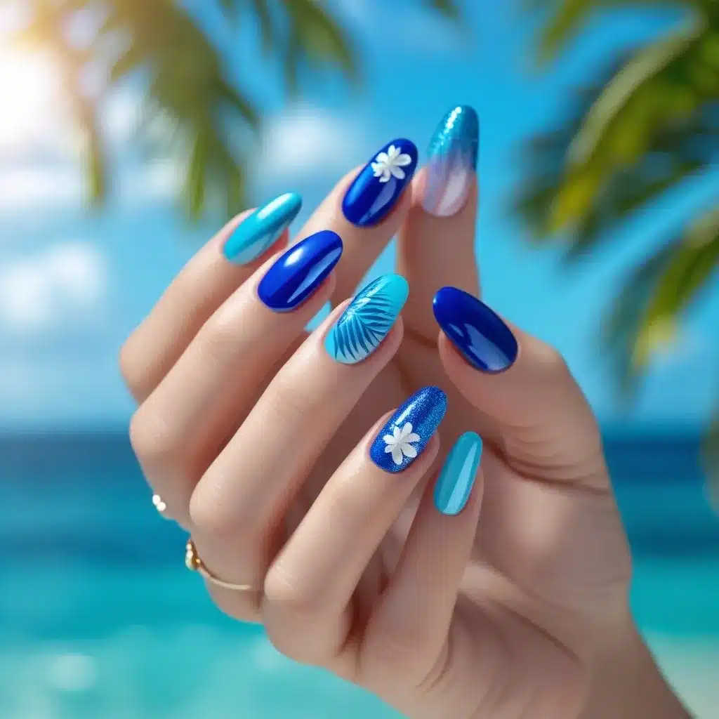 Summer blue nails