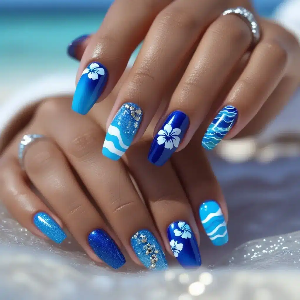 Summer blue nails