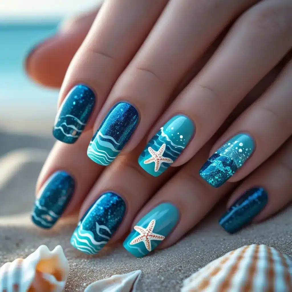 Deep blue nails