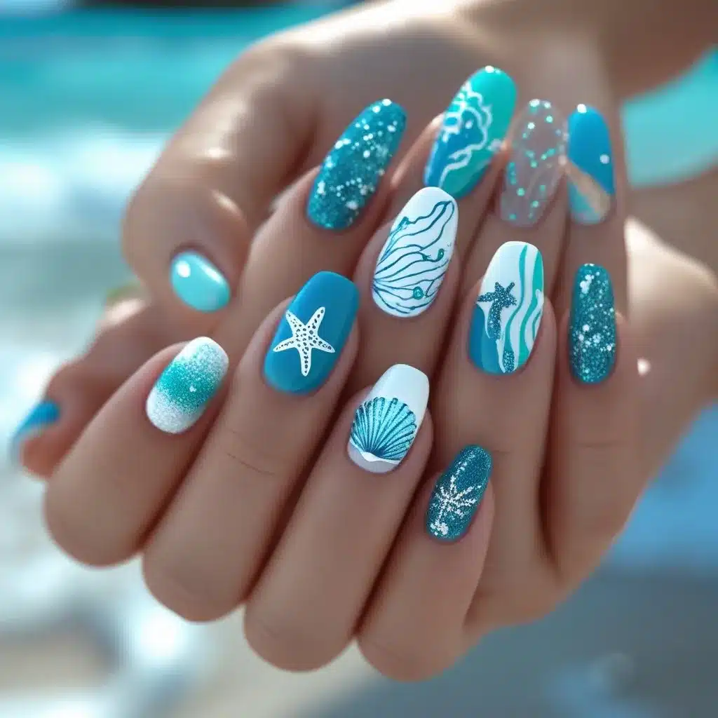 Seafoam green nails