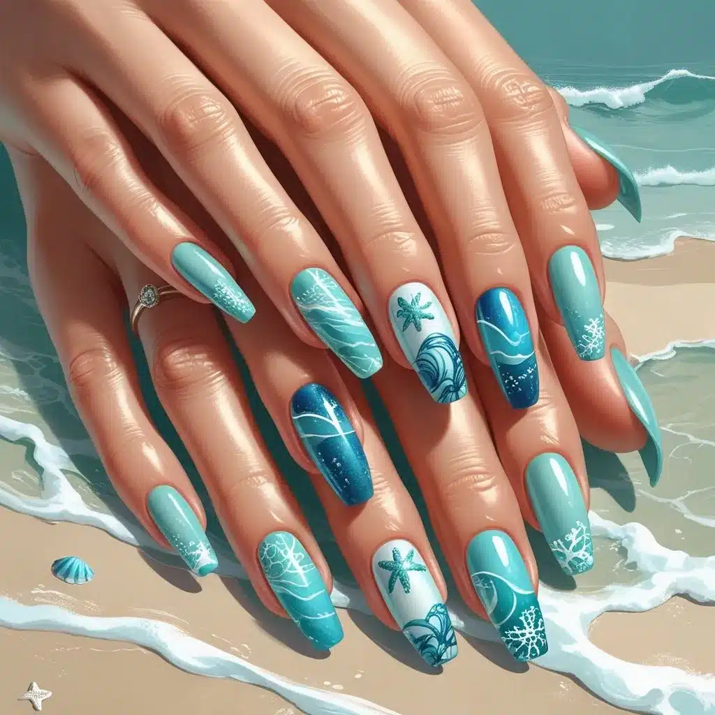 Sunset ocean nails