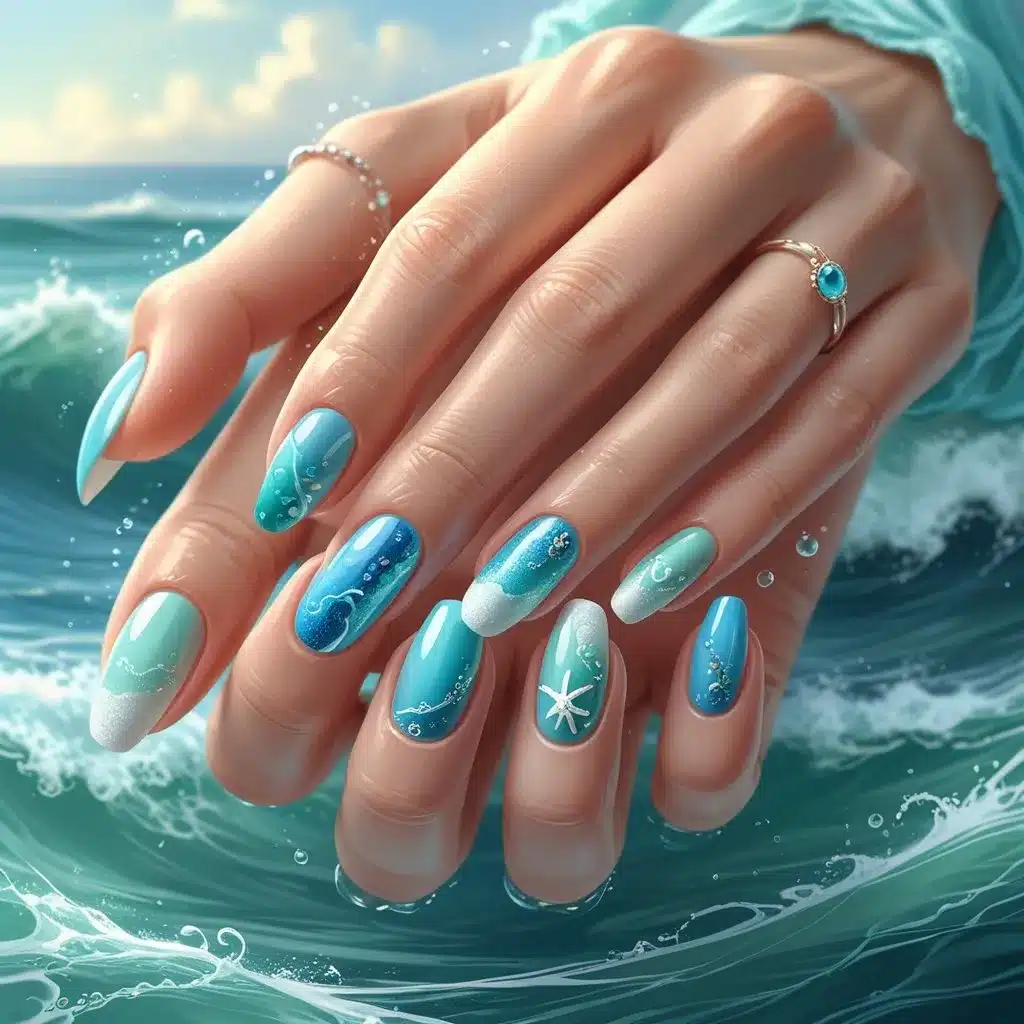 Sunset ocean nails

