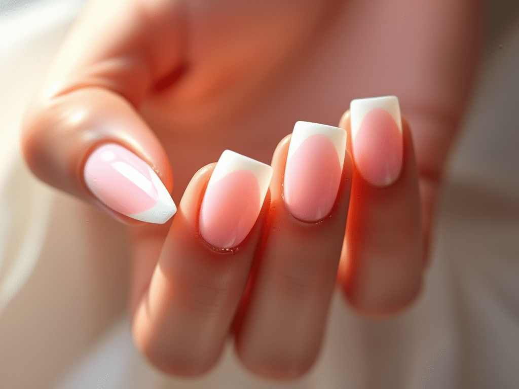 Nude and white nails