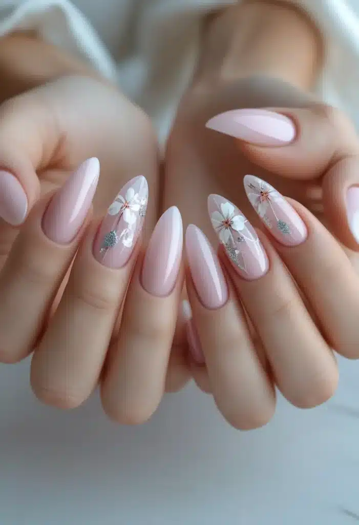 Glitter short acrylic nails